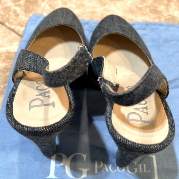 Paco Gil-Denim Platform Sling Back High Heel Pumps+Dust Bag-Sz 39 - Picture 4 of 7